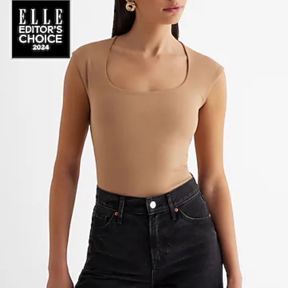 Express - Long Sleeve Scoop Neck Bodysuit - Pecan / Tan
